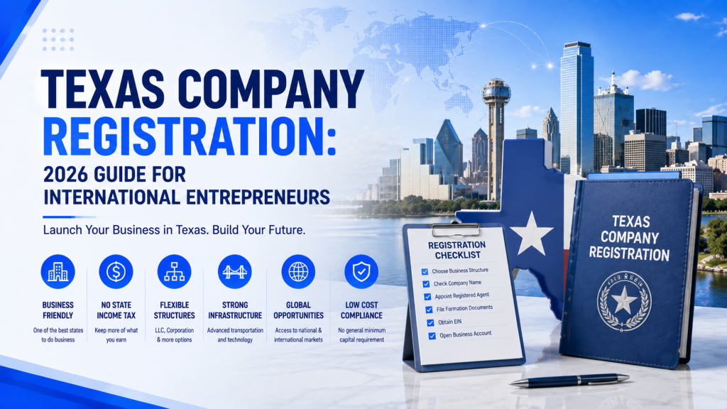 Texas company registration 2026 guide for international entrepreneurs, Texas business setup benefits and checklist
