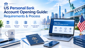 Singapore company key benefits overview infographic, covering tax benefits, strategic location, business environment and immigration support, Marina Bay skyline background